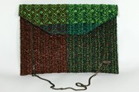 Khaki and Copper hand-woven envelope (Front View)