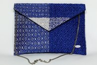 Royal Blue and Silver hand-woven envelope(Front View)