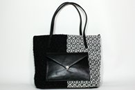 Black and White hand-woven shopper bag (Front View)