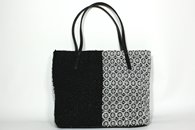 Black and White hand-woven shopper bag (Back View)