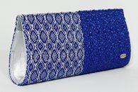 Royal Blue and Silver hand-woven clutch (Side View)
