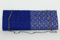 Royal Blue and Silver hand-woven clutch (Back View)
