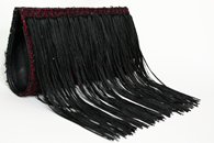 Black and Red hand-woven fringed clutch (Side View, Front)