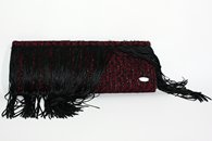 Black and Red hand-woven fringed clutch (Front View)