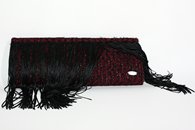 Black and Red hand-woven fringed clutch (Front View)