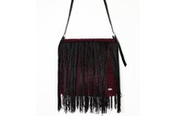 Black and Red hand-woven holdall bag (Front View)