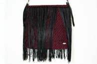 Black and Red hand-woven holdall bag (Front View, Close up)