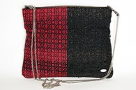 Black and Red hand-woven folded bag with chain (Fabric Side)