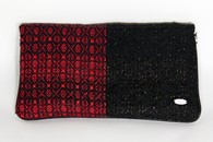 Black and Red hand-woven folded bag with chain (Fabric Side)
