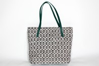 Black,White and Khaki hand-woven shopper bag (Black View)
