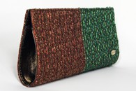 Khaki and Copper hand-woven clutch (Side View)