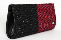 Red and Black hand-woven clutch (Side View)