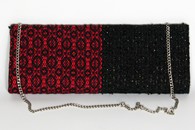 Red and Black hand-woven clutch (Back View)