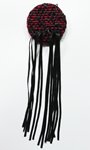 Red and Black hand-woven fringed Brooch