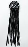 Black and White hand-woven fringed Brooch
