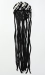 Black and White hand-woven fringed Brooch