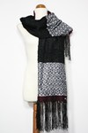 Black Red and White hand-woven scarf