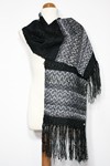 Black White and Silver hand-woven scarf
